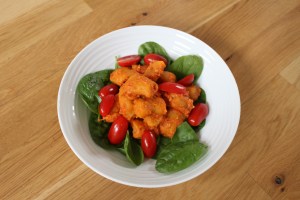 gnocchi with red pepper sauce